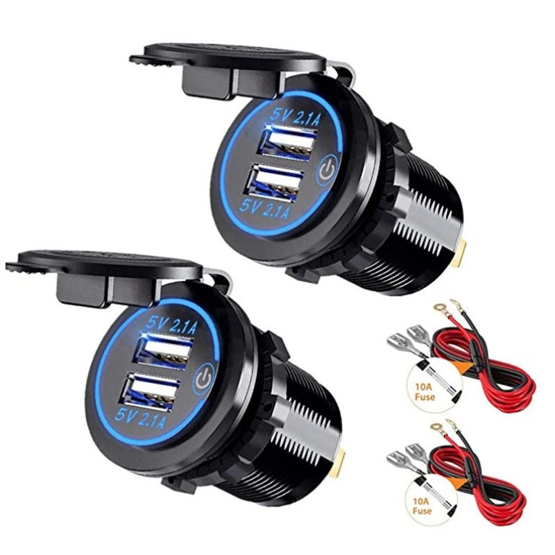 Bluejw QC3.0 Dual USB Car Charger, Waterproof Marine Cigarette Lighter Adapter, 5V/3A Automobile Chargers Power Outlet Socket for Motorcycle, Boat, Car - Image 4